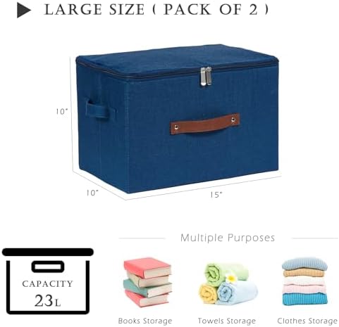 2PCS Storage Bins with Zipper Lids Decorative Lidded Basket Box - Image 3