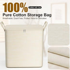 Higher Cotton and Linen Canvas Storage Bags with Reinforced Handles 2 Pack - Image 2