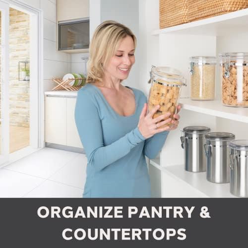 Oggi 4pc Clear Canister Set with Clamp Lids Airtight Containers in Sizes Ideal for Kitchen & Pantry Storage of Bulk, Dry Foods Including Flour, Sugar, Coffee, Rice, Tea, Spices & Herbs - Image 5