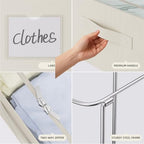 CYhom 3Pcs Under Bed Storage Bins with Metal Frame - Shoe Organizer for Closet with Clear Cover Oxford Fabric Sturdy Underbed Container Foldable Stackable Clothes Organizer (Beige, 23.5x19.7x6.3) - Image 6