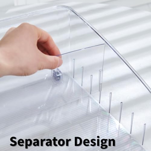 3 Pcs Refrigerator Drawer Organizer ,Fridge Organizer Bins on Wheels, Roll Out Pantry Storage Bins with Handle Upgrade Thick Plastic Pantry Storage Bins for Kitchen Organization - Image 4