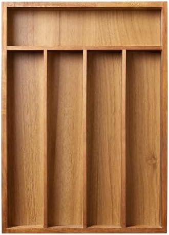 Greenual Acacia Wood Silverware Organizer 10 In Utensil Organizer Silverware Tray for Drawer Cutlery Flatware Organizer for Kitchen by Greenual
