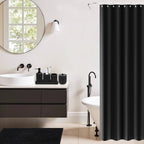 XLHOMO Matte Black Bathroom Sets with Shower Curtain and Rugs, 8-Piece Resin Bathroom Accessories Sets Complete, Soap Dispenser, Toothbrush Holder, Tumbler, Tray & Apothecary Jars Bathroom Essentials - Image 6