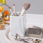 Marble Square Toothbrush Holders - Ceramic Tooth Brushing Holders, Toothbrush Cup, Toothpaste Organizer for Bathroom Countertop, Makeup Brush Holder, Pen Holder for Home Desktop Storage - Image 6