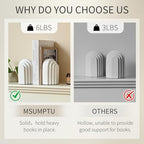 Decorative Bookends for Shelves, Set of 2 Book Ends for Heavy Books, Layered Arch Design White Bookend - Image 5