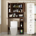 Shintenchi Over the Toilet Storage Cabinet, Bathroom Storage Cabient with Barn Doors, Bathroom Storage Shelf Organizer with Toilet Paper Holder, Adjustable Shelf and Anti-Tip Device, Walnut - Image 5