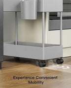 Pipishell 3 Tier Slim Storage Cart with Wheels, Bathroom Storage Cart, Gray - Image 7