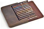 Lanxivi 12 Fountain Pen Case Genuine Leather Organizer, Crazy Horse Cowhide Leather Portable Pen Bag Pouch Drawer Style - Image 6