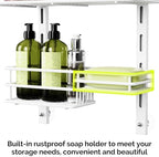 Orimade Over The Door Shower Caddy Adjustable 3 Tier White,Bathroom Hanging Organizer Shelf Rustproof with 4 Hooks,Shower Basket with Soap Holder and Suction Cup - Image 5