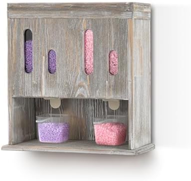Wooden Laundry Beads Dispenser, Besuerte Wall-Mounted Scent Bead Dispenser, 2-in-1 Powder Laundry Detergent Dispenser, Powder Detergent Dispenser For Laundry Room Organization And Storage, Rustic Grey by LiveinspiredLiveBesuerte