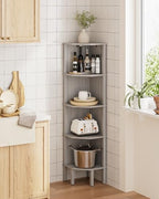 Corner Shelf, 5 Tier Corner Bookshelf, Display Corner Shelf Stand with Storage Rack, Wall Corner Bookshelf for Living Room, Bedroom, Office, Grey - Image 6