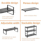 Multi-Functional Metal Shoe Rack,Expandable Adjustable Stackable Kitchen Organizer,Metal Shelf risers for cabinets, Kitchens and Closet, Bathroom(1Pack/Black/Medium) - Image 6