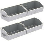 Homsorout Storage Bins for Shelves - Large Trapezoid Closet Shelf Organizer, Fabric Organization Bins with Handles, Storage Baskets for Clothes, Towel, Purse, 4 Pack, Light Gray by Homsorout