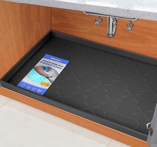SIKADEER Waterproof Under Sink Mat 25" x 22" Silicone Mat Cabinet Protector by SIKADEER