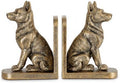 German Dog Bookends Set of 2,Decorative Book Ends for Shelves,Antique Gold Resin Shepherd Dog Statues,Aesthetic Bookshelf Decor,Book Holders for Home Office Desk Library,Vintage Shelf Styling Gift by XMGZQ