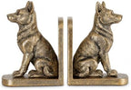 German Dog Bookends Set of 2,Decorative Book Ends for Shelves,Antique Gold Resin Shepherd Dog Statues,Aesthetic Bookshelf Decor,Book Holders for Home Office Desk Library,Vintage Shelf Styling Gift by XMGZQ