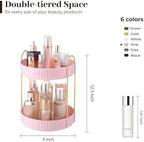 Aveniee 360 Rotating Makeup Organizer for Vanity, Skincare Perfume Organizers, Bathroom Countertop Organizer and Storage, Clear Cosmetics Lipstick Holder for Dresser,2 Tiers, Pink - Image 3