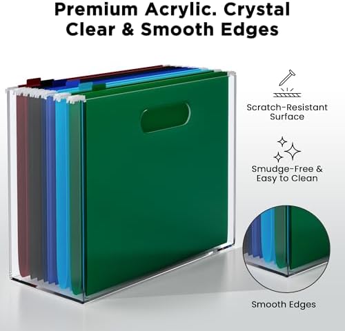 File Organizer for Desk - This Acrylic Storage Box is great for Office Organization - Its Modern Acrylic Magazine Holder makes a Great Gift for Home/Work Space - Image 6