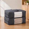 2 Pack Canvas Storage Bags for King/Queen Comforters Blanket, 25"x19"x9" by Unknown