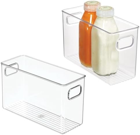 iDesign Slim Clear Plastic Storage Bin, Tall Narrow, 2-Pack by iDesign