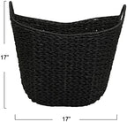 Household Essentials Handwoven Paper Rope Storage Basket with Metal Frame and Handles, Black - Image 2