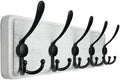 WEBI Coat Rack Wall Mount,Coat Hooks Wall Mounted,16" Hole to Hole,Coat Hanger Wall,Wood Hook Rack Rail,5 Triple Hooks for Hanging Coats,Jacket,Clothes,Farmhouse,Black/White by WEBI