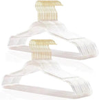 VSV stoage Clear Clothes Hangers 16", 40 Pack Plastic Coat Hanger for Adult Closet, Bling Thin Hangers with Swivel Gold Hook, Notched Shoulders Perchas - Clothing Rack for Bridesmaid Dresses by VSVstoage