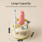 Floral Ceramic Toothbrush Holder, 3-Slot Toothbrush and Toothpaste Holder Cute Toothbrush Holder Set, Cute Countertop Holder for Electric Toothbrush, Toothpaste, Floss, and Razor (Yellow) - Image 2