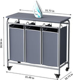 3 Bags Laundry Basket Sorter, Grey 135L Laundry Hamper, Ironing Board - Image 5