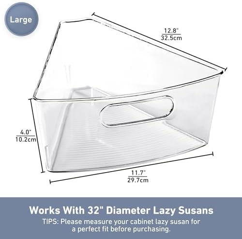 Leeden Lazy Susan Cabinet Organizer, 1/8 Wedge Bins for 32in, 6 Pack - Image 2