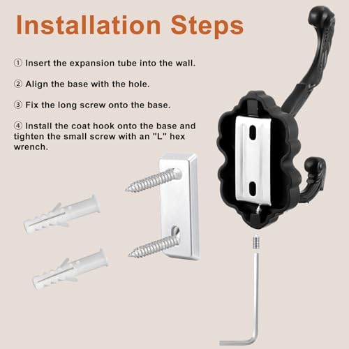 Zonon 8 Pcs Black Vintage Antique Coat Hooks Wall Mounted - Image 4