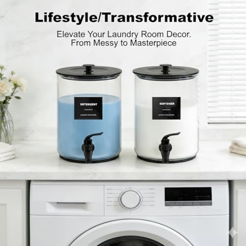 Glass Laundry Detergent Dispenser for Laundry Room Organization-Black - Image 5