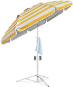 AMMSUN Shade Umbrella, Premium Portable Umbrella with Stand, 6.5ft Lightweight Free Standing Canopy for Sporting Games, Adjustable Instant Sun Protection and Easy to Carry, Stripe Yellow by AMMSUN
