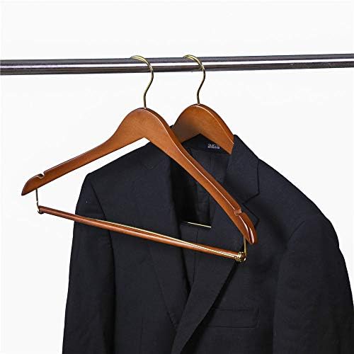 Quality Hangers Wooden Hangers Beautiful Sturdy Suit Coat Hangers with Locking Bar Walnut Finish Gold Hooks (20) - Image 2