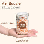 ComSaf Square Small 8 oz Glass Spice Jars with Airtight Lids 12 Pack Pantry - Image 2