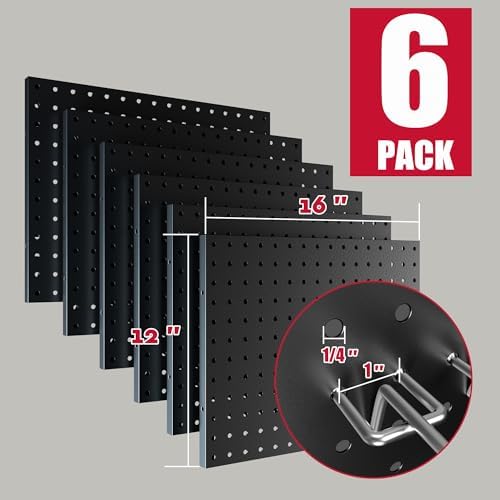 Spampur Peg Board, 6 Pack Metal Pegboard Wall Organizer with Accessories - Image 3