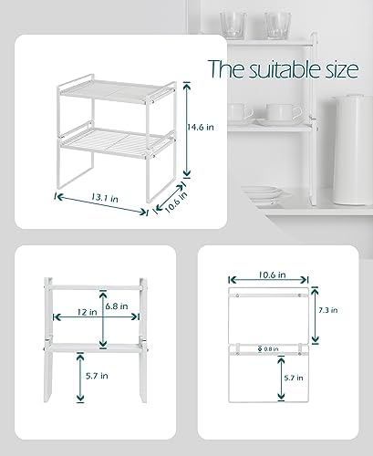Shantton Cabinet Shelf Organizer, Pantry Shelf Rack, White 13.1x10.6x7.3 - Image 3