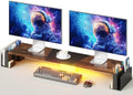 WESTREE Dual Monitor Stand Riser with Pen Holder, Computer Monitor Riser with Adjustable Angle and LED, Desktop Monitor Stand Riser Storage Organizer by WESTREE