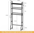 YBING Over The Toilet Storage Rack 3 Tier Bathroom Organizer Black - Image 2