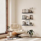 BAYKA Black Floating Shelves 35.4in, Set of 3, Wall Mounted for Wall Decor - Image 2