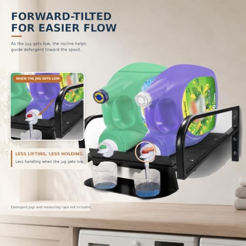 Liquid Laundry Detergent Holder,laundry room hacks,Laundry Detergent Dispenser,Hanging Laundry Station Storage Laundry Detergent Stand-Laundry Room Wall-Washing Machine (Small-Black) - Image 4