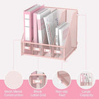 4-Compartment Magazine File Holder and File Organizer for Desk, Pink - Image 4
