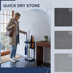 Umbrella Stand for Entryway with 2 Stone Mats, 4 Hooks - Image 3