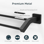 FORIOUS Double Towel Bar 24 Inch, Bathroom Towel Rack Square Matte Black - Image 5