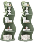 Tribesigns Corner Shelf, Modern 5-Tier Wall Corner Bookshelf, Stylish Corner Small Bookcase Storage Rack Plant Stand with Unique Shape for Living Room, Home Office (Sage Green, 2PCS) by Tribesigns