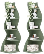 Tribesigns Corner Shelf, Modern 5-Tier Wall Corner Bookshelf, Stylish Corner Small Bookcase Storage Rack Plant Stand with Unique Shape for Living Room, Home Office (Sage Green, 2PCS) by Tribesigns
