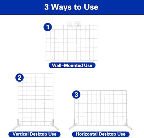 2 Sets Wall Grid Decorative Panel with Base for Photo Display - Image 3