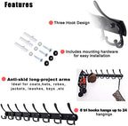 Dseap Coat Rack Wall Mount - 29.5” Long 8-Tri-Hooks Heavy Duty Coat Hanger Rail Wall Hooks for Hanging Coats Hats Clothing Clothes Purse Mudroom Entryway, Black - Image 7