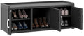 2-Tier Storage Bench, Waterproof UV-Resistant Outdoor Shoe Storage Cabinet with 3 Doors & Adjustable Shelves for Indoor Outdoor Entryway, Hallway, Living Room (Black) by NBYSGO