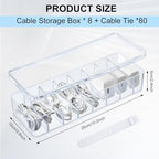 Tatuo Cord Organizer Box with Lid, Clear, 8 Pack - Image 2